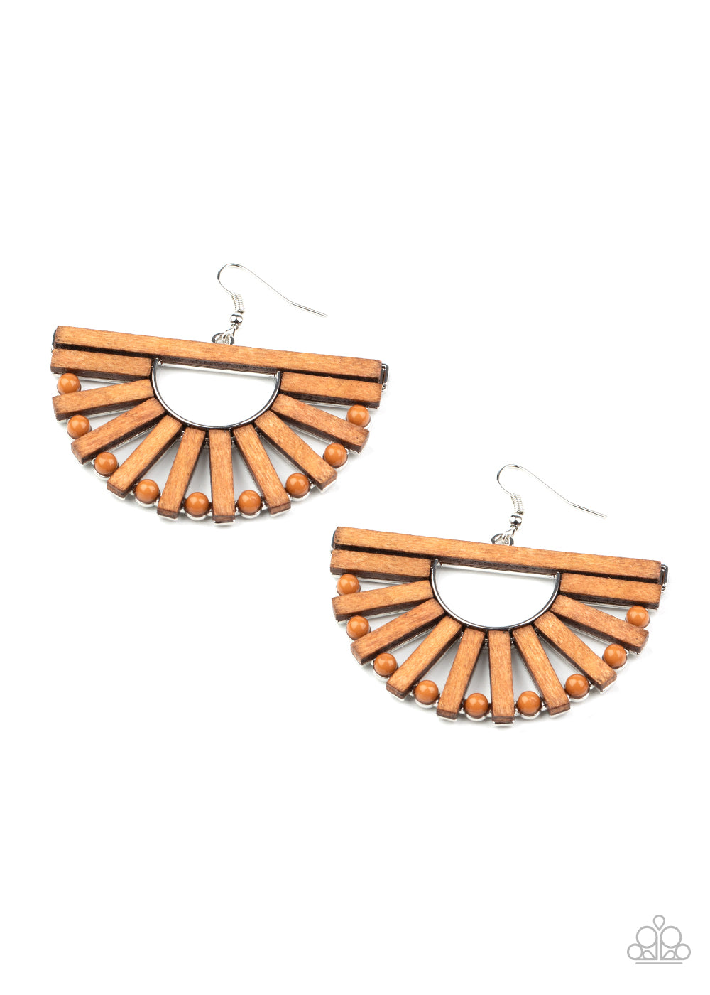 Wooden Wonderland Brown Earrings by Paparazzi Accessories