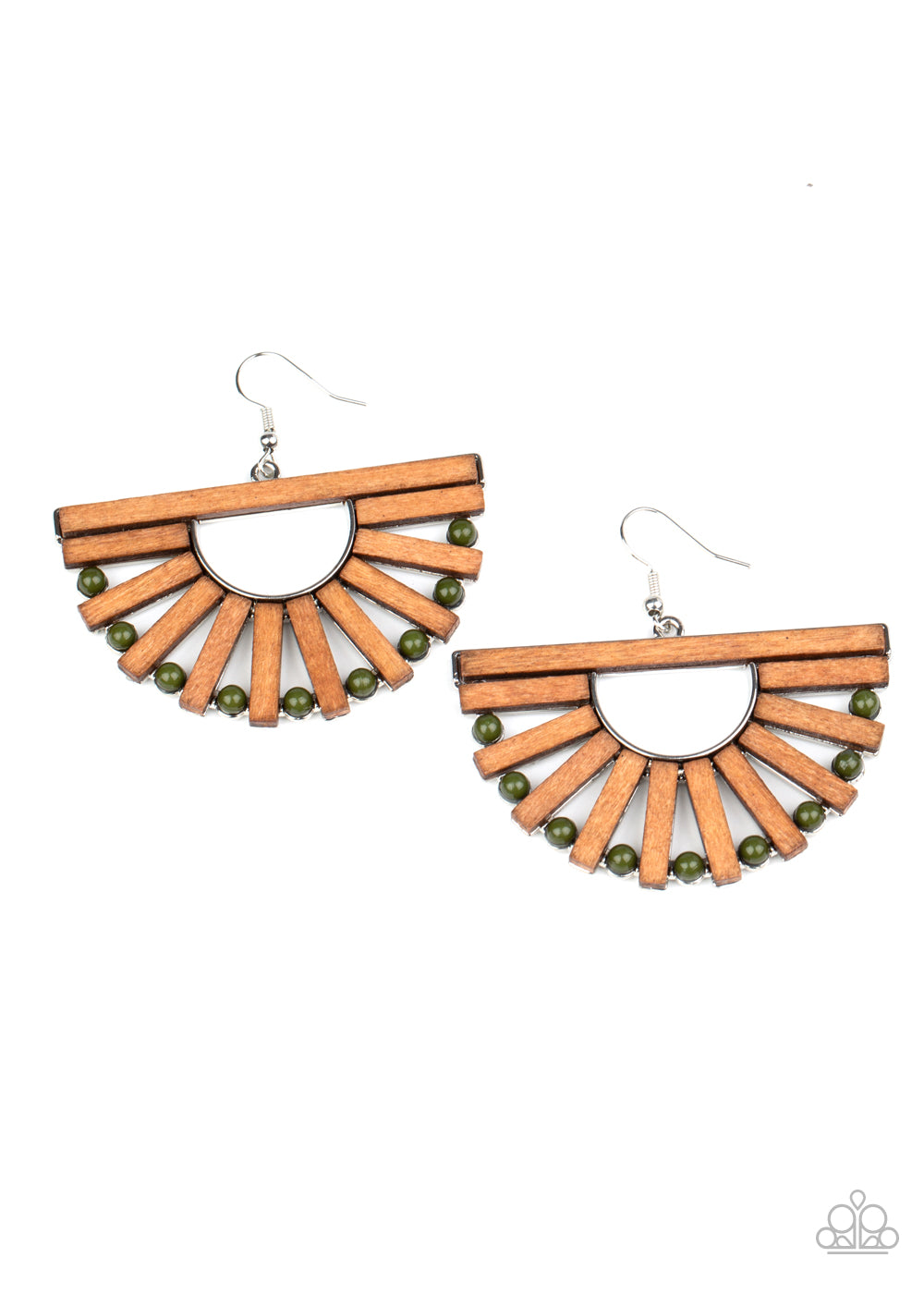 Wooden Wonderland Green Earrings by Paparazzi Accessories