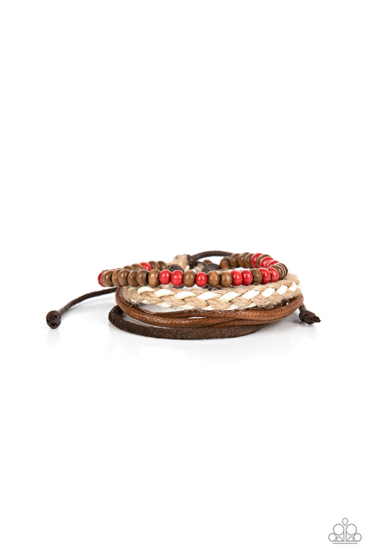 "Woodsy Wayfarer" Red Urban Bracelet by Paparazzi Accessories